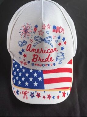White Patriotic Baseball Cap - Red & Blue Stars